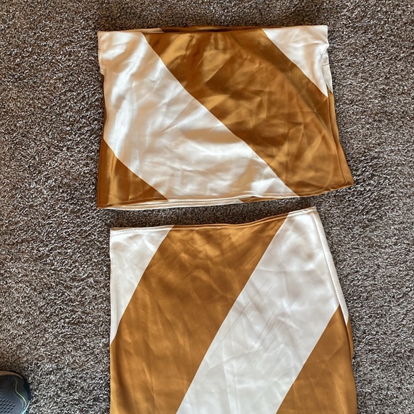 TopShop Two Piece Maxi Strapless Dress Diagonal Striped Spiced Rum, Women’s 10 - Picture 11 of 15